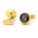 Black Spiral Round Enamel Cufflinks