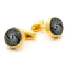 Black Spiral Round Enamel Cufflinks-3