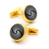 Black Spiral Round Enamel Cufflinks-4