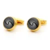 Black Spiral Round Enamel Cufflinks-6