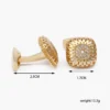 Golden Zirconia Square Men's Cufflinks-2