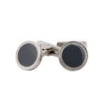 Gray Round Enamel Cufflinks-2