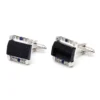 Luxury Blue Aventurine Rhinestone Square Silver Cufflinks-4