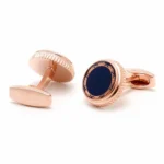 Premium Vintage Floral Rose Gold Round Enamel Cufflinks