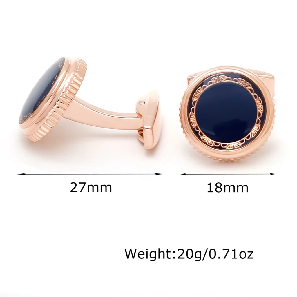 Premium Vintage Floral Rose Gold Round Enamel Cufflinks-3