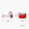 Red Crystal Square Men's Cufflinks-4