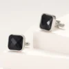 Black Starstone Square Carved Cufflinks-