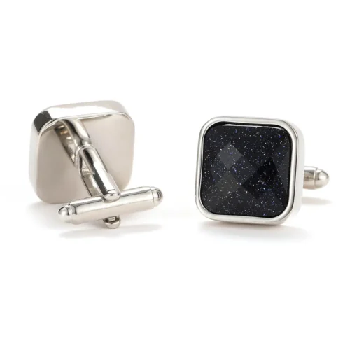 Black Starstone Square Carved Cufflinks