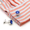 Blue Faceted Crystal Silver Cufflinks-3