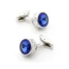 Blue Faceted Crystal Silver Cufflinks-6