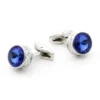 Blue Faceted Crystal Silver Cufflinks-7