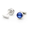 Blue Faceted Crystal Silver Cufflinks-8