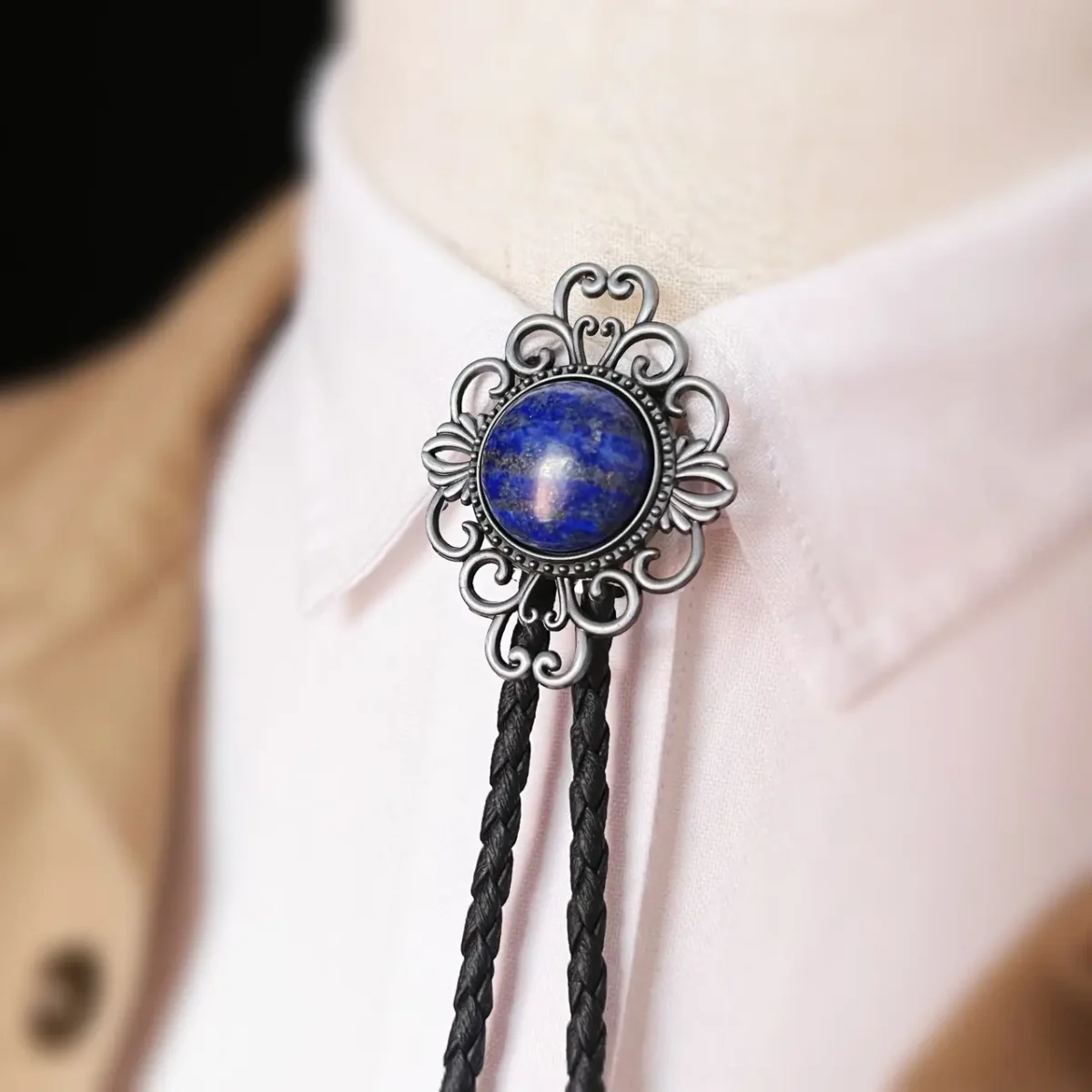 Blue Lapis Lazuli Bolo Tie-2