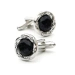 Blue Star Crystal Silver Cufflinks-3