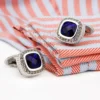 Blue Zircon Square Silver Cufflinks