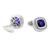 Blue Zircon Square Silver Cufflinks-4