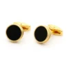 Classic Onyx Round Gold-Plated Cufflinks-2