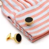 Classic Onyx Round Gold-Plated Cufflinks-3