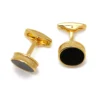 Classic Onyx Round Gold-Plated Cufflinks-6