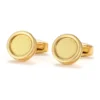 Fashion Geometric Floral Round Gold Cufflinks-4