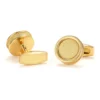 Fashion Geometric Floral Round Gold Cufflinks-5