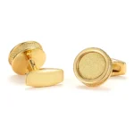 Fashion Geometric Floral Round Gold Cufflinks2