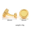 Fashion Geometric Floral Round Gold Cufflinks3