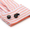 Fashion White Stripe Round Black Cufflinks-1