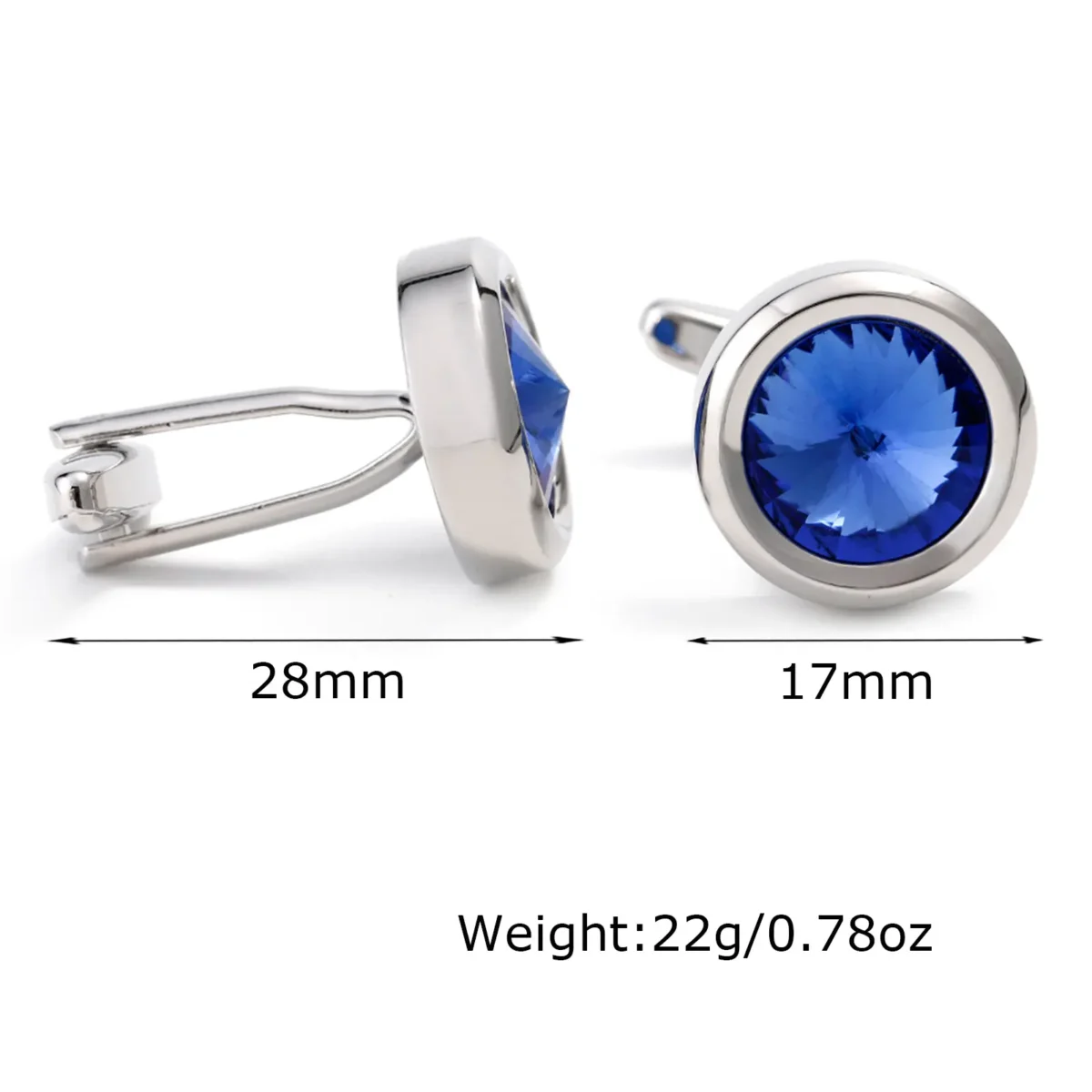 French Crystal Round Cufflinks-1