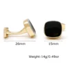 Gold Square Black Onyx Cufflinks-3