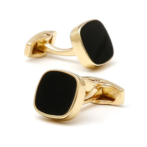 Gold Square Black Onyx Cufflinks