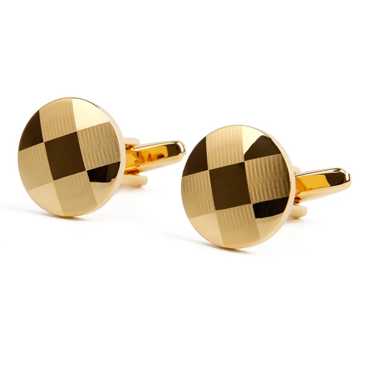 Laser Chevron Pattern Round Hold Cufflinks