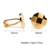 Laser Chevron Pattern Round Hold Cufflinks-2