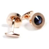 Luxury Blue Crystal Round Gold Engraved Cufflinks-5