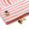 Luxury Blue Zircon Square Gold Cufflinks-1