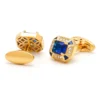 Luxury Blue Zircon Square Gold Cufflinks-5