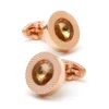 Luxury Citrine Carved Round Cufflinks