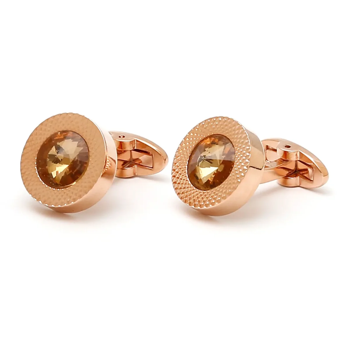 Luxury Citrine Carved Round Cufflinks-2