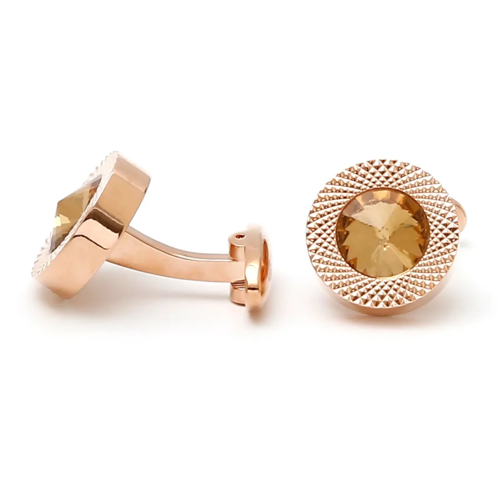 Luxury Citrine Carved Round Cufflinks-5