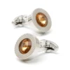 Luxury Citrine Carved Round Cufflinks-6