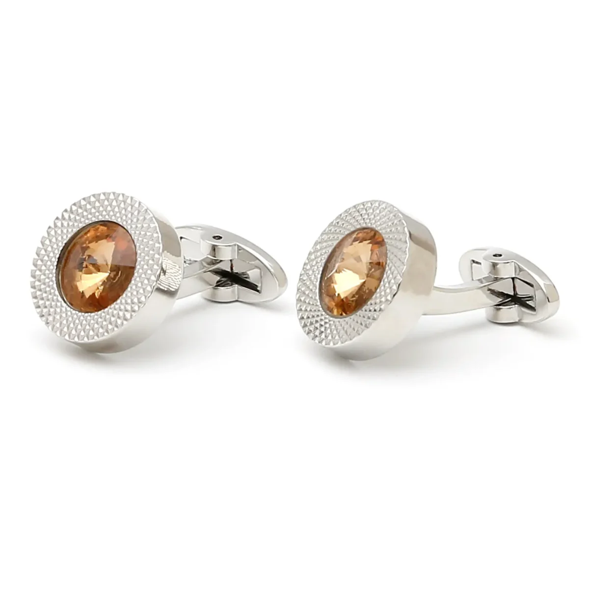 Luxury Citrine Carved Round Cufflinks-8