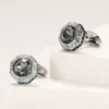 Luxury Octagonal Gray Crystal Silver Cufflinks