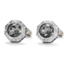 Luxury Octagonal Gray Crystal Silver Cufflinks-4