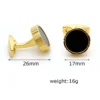 Luxury Onyx Round Gold-Plated Cufflinks-1