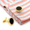 Luxury Onyx Round Gold-Plated Cufflinks-3