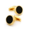 Luxury Onyx Round Gold-Plated Cufflinks-7