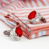 Luxury Red Crystal Oval Cufflinks