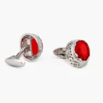 Luxury Red Crystal Oval Cufflinks-4