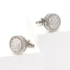 Luxury White Diamond Silver Round Cufflinks