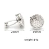 Luxury White Diamond Silver Round Cufflinks-3